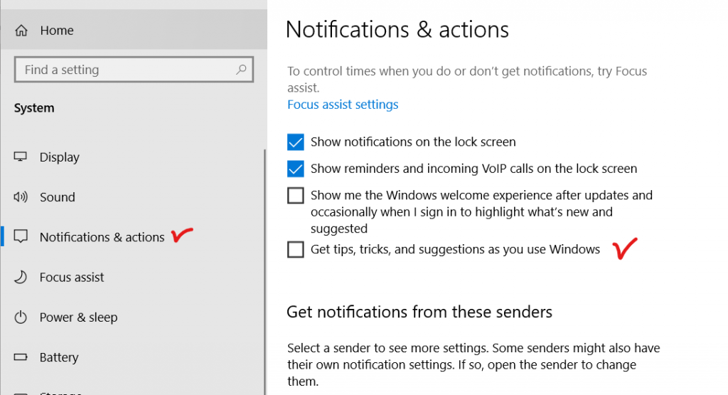 Performance Issues in Windows - Notifications and Actions