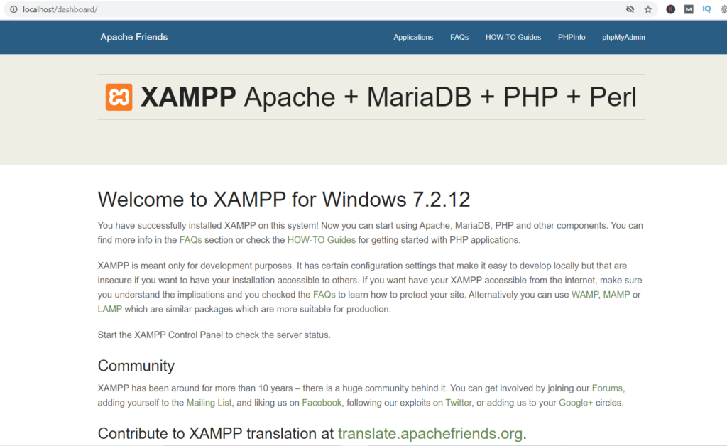 XAMPP server testing - localhost